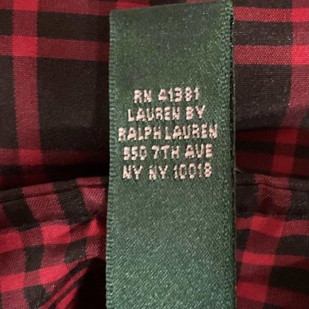 Lauren Ralph Lauren Women's Buffalo Plaid Zip Up Puffer Vest Black Red Size P/M‎